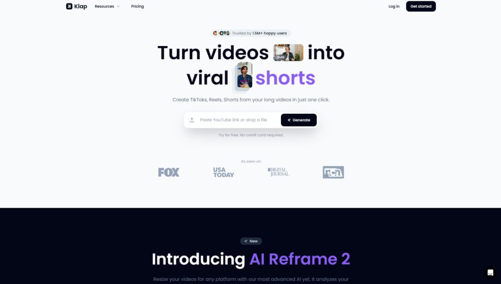 Strona główna Klap – narzędzia AI do tworzenia viralowych Shortsów z długich nagrań wideo