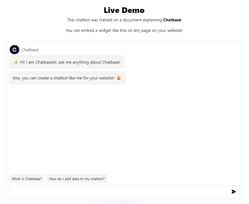 Demo Chatbase.co - narzędzia które pozwala wytrenować ChatGPT