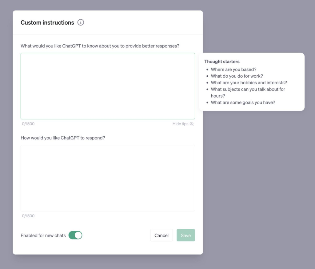 ChatGPT Custom Instructions w akcji