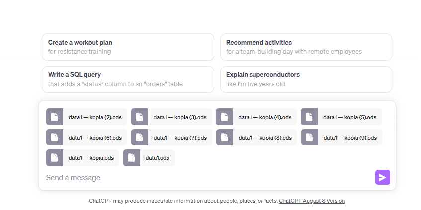 ChatGPT Code Interpreter - możliwość jednoczesnego wgrania do 10 plików