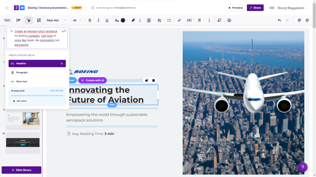 Storydoc - generowanie obrazka do prezentacji za pomocą sztucznej inteligencji