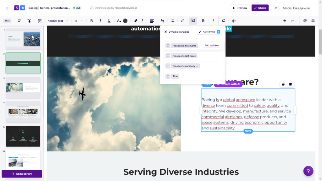 Storydoc - personalizacja treści prezentacji w kreatorze prezentacji AI