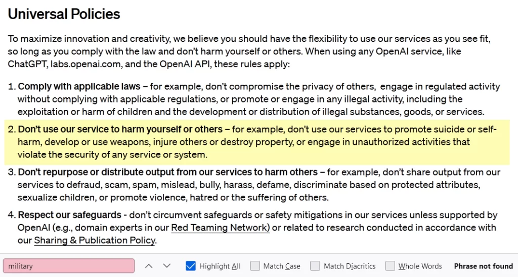 zmiany w polityce openai